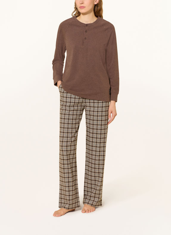 Marc O'Polo Pantaloni de dormit din flanelă KAKI / CREM / NEGRU