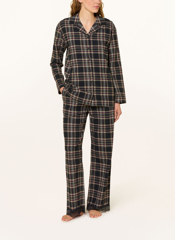 JOOP! Pyjamabroek van flanel DONKERBLAUW / LICHTBRUIN / DONKERPAARS