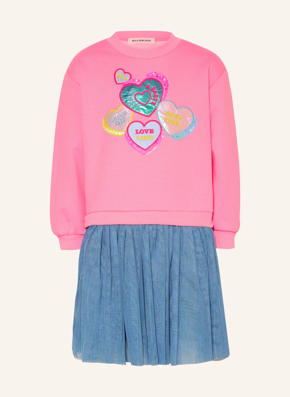 Billieblush Mixed-fabric dress with sequins PINK / YELLOW / BLUE