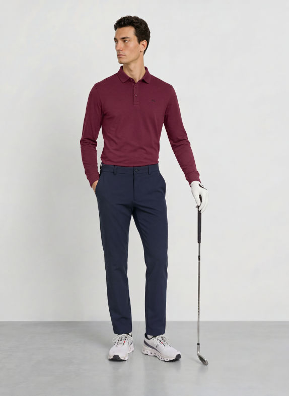 J.LINDEBERG Funkcjonalna koszulka polo CIEMNOCZERWONY
