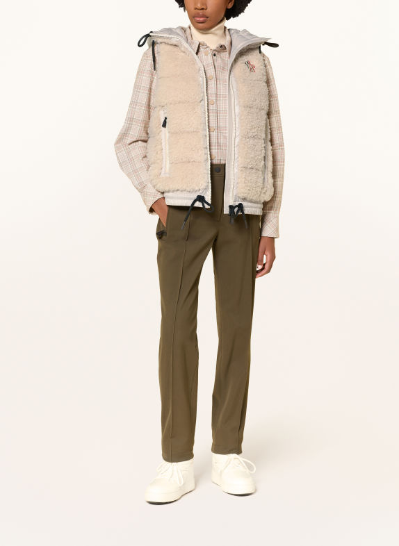 MONCLER GRENOBLE Daunenweste in Teddyfell-Optik CREME