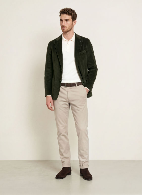 TAGLIATORE Corduroy colbert, slim fit DONKERGROEN