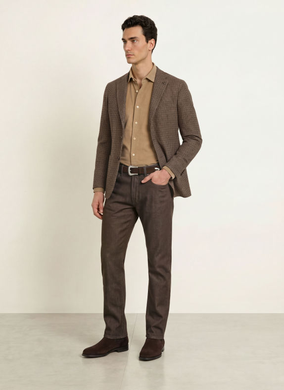 TAGLIATORE Colbert Extra Slim Fit MARRON FONCÉ / TAUPE / ZWART