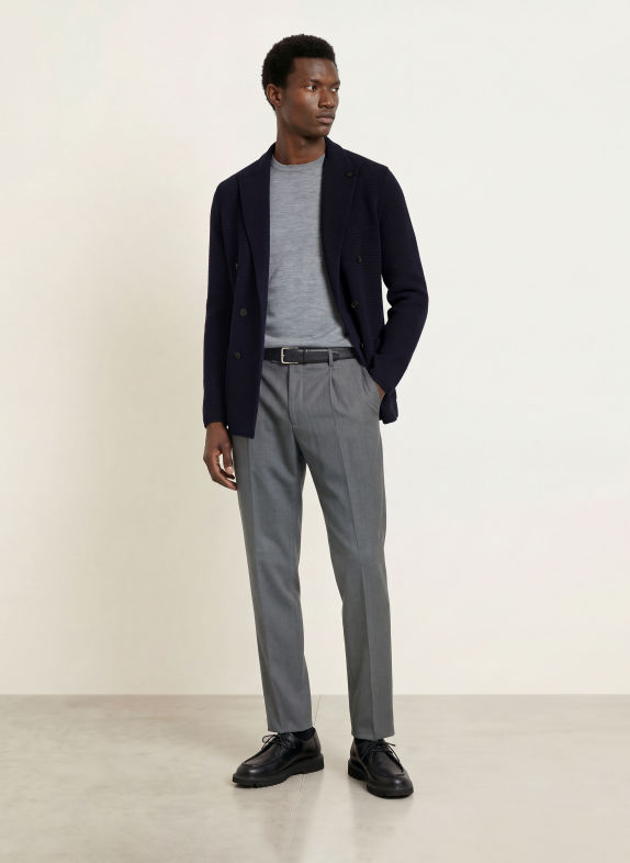 LARDINI Dzianinowa marynarka o kroju slim fit GRANATOWY