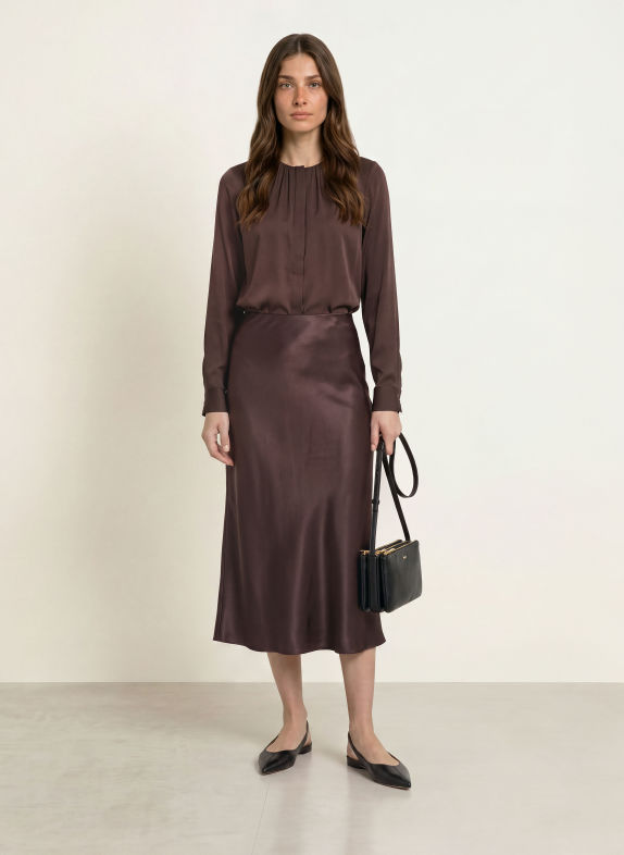 BOSS Bluse BANORAH mit Seide BRAUN