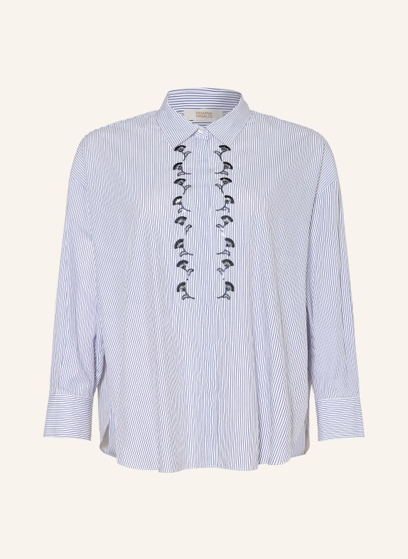 MARINA RINALDI Hemdbluse MRSBALTA mit Pailletten und Schmucksteinen DUNKELBLAU / WEISS / SCHWARZ