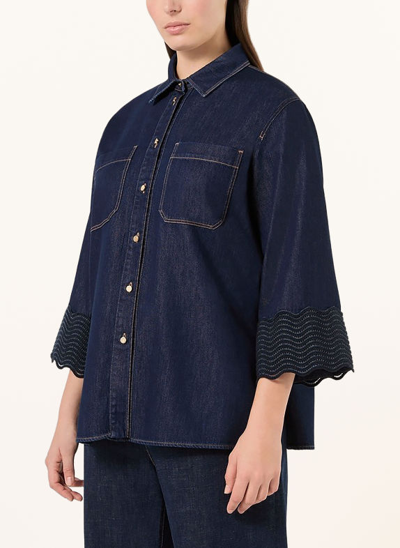 MARINA RINALDI Oversized-Jeansbluse MRSABISSI mit 3/4-Arm DUNKELBLAU