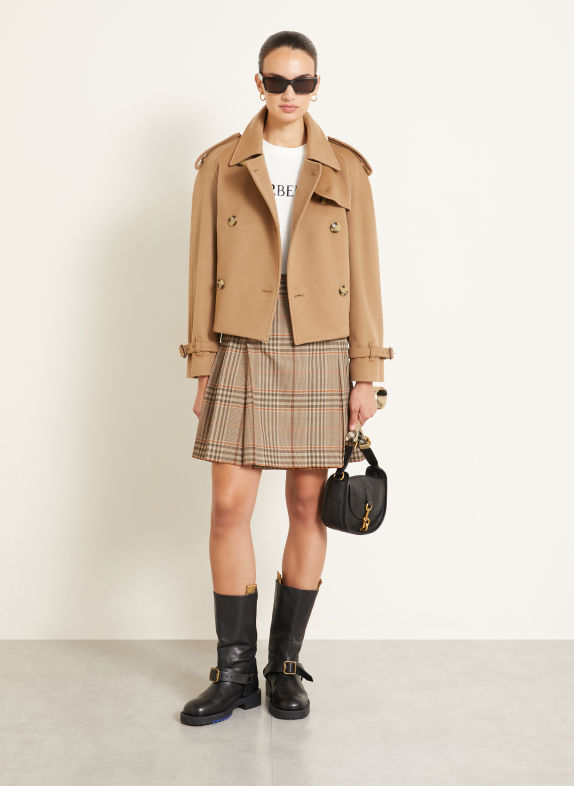 BURBERRY ODESSA Pleated skirt LIGHT BROWN / BROWN / ORANGE