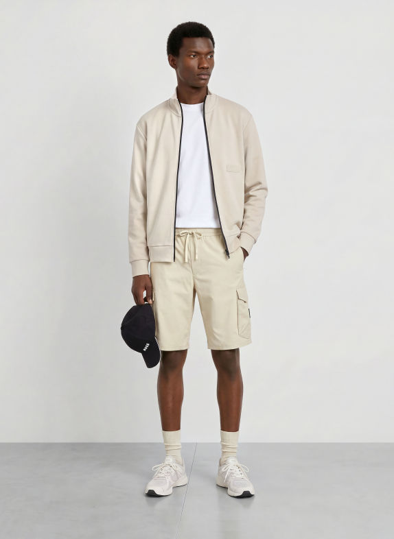 BOSS Sweat zippé COLLAR BEIGE