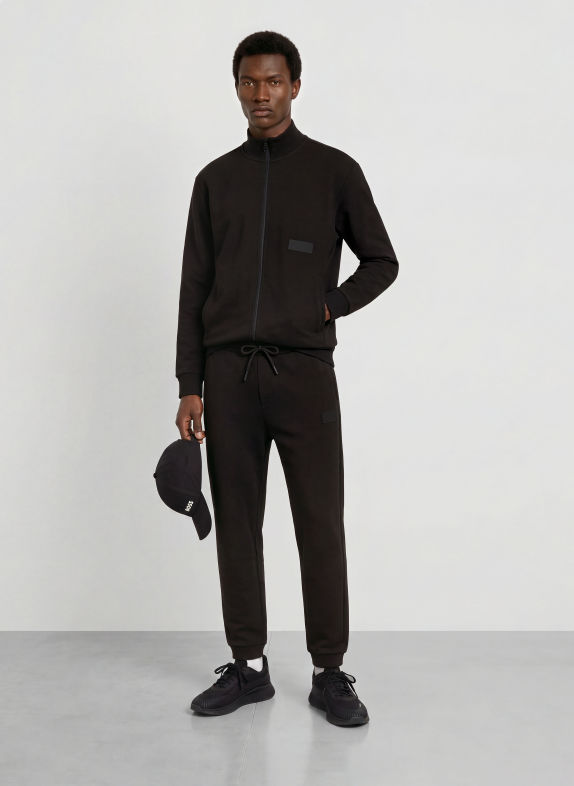 BOSS Sweatvest COLLAR ZWART