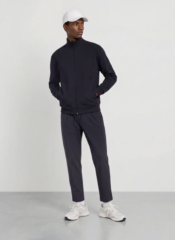 BOSS Sweat zippé COLLAR BLEU FONCÉ