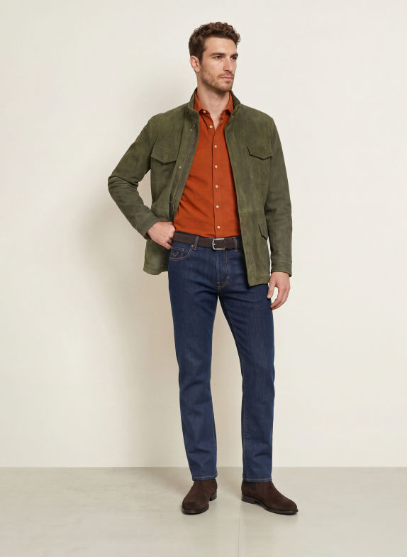 Stenströms Chemise en velours côtelé, coupe slim ORANGE FONCÉ