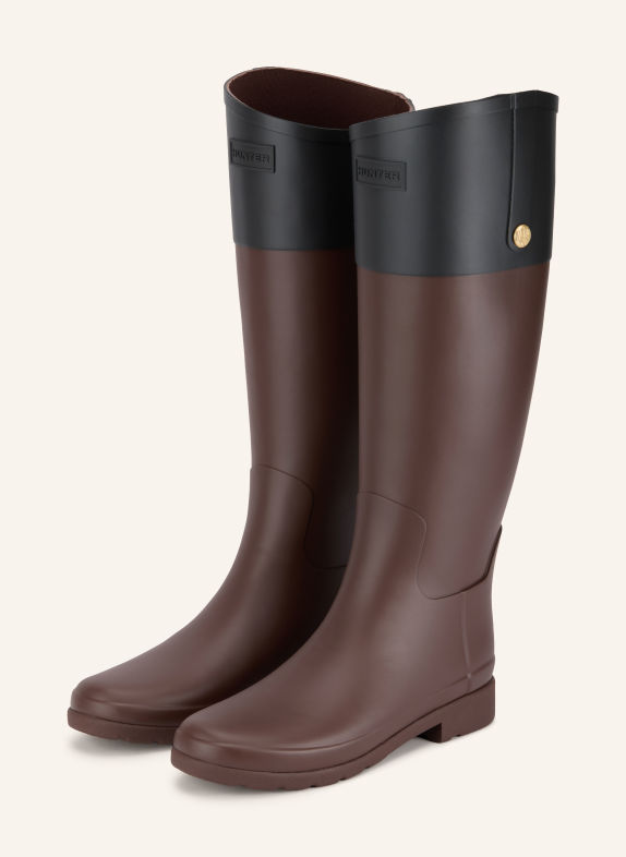 HUNTER Gummistiefel REFINED GOLD TRIM BRAUN / SCHWARZ