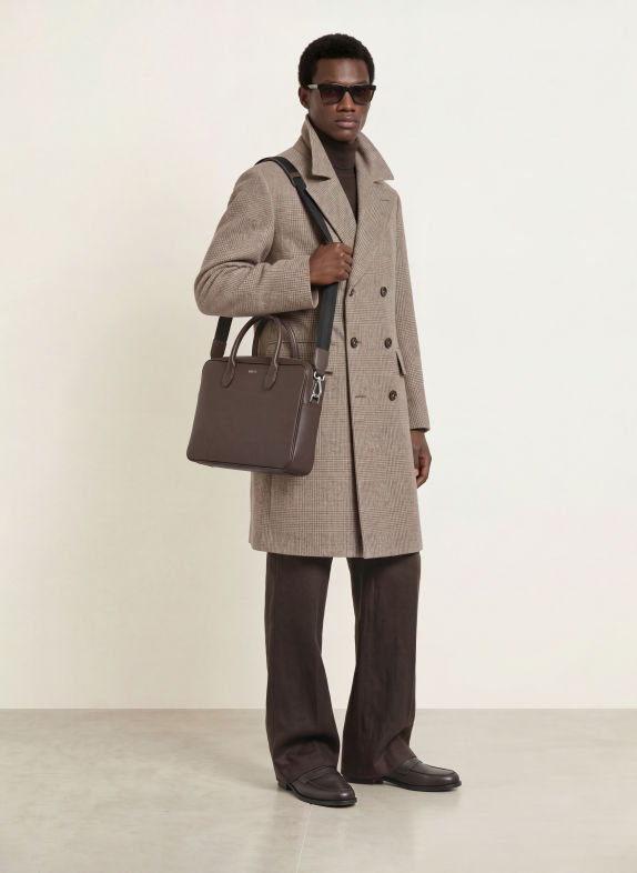 BOSS NORTHON Laptop Bag DARK BROWN / SILVER