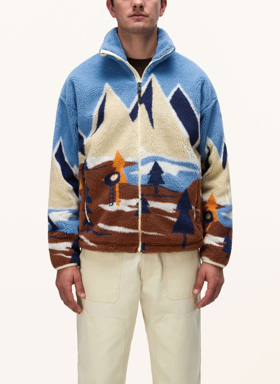 NAPAPIJRI Fleecejas FLEECE NEONBLAUW / BRUIN / BEIGE