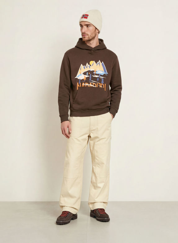 NAPAPIJRI Hoodie B-SWEAT DARK BROWN / BEIGE / BLUE