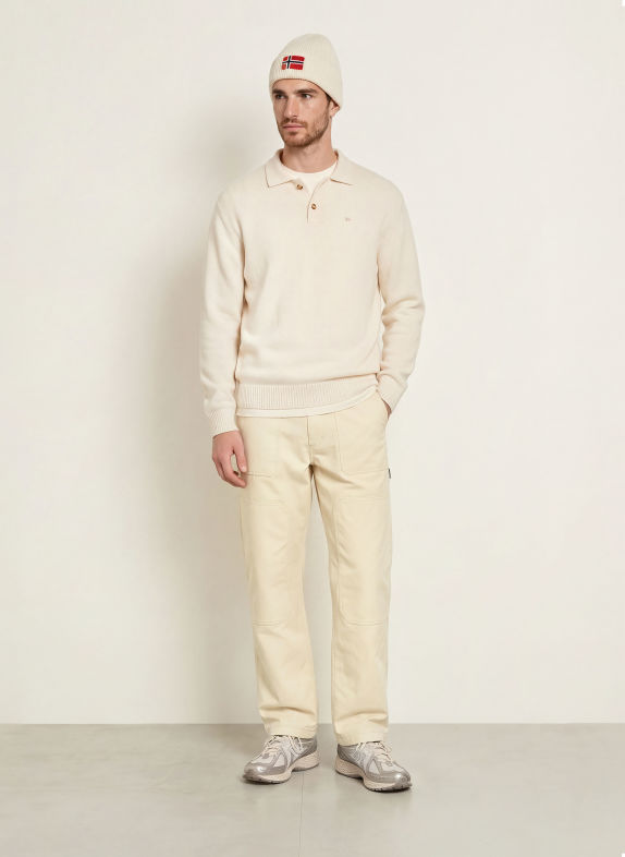NAPAPIJRI Strick-Poloshirt D-ORDIN ECRU