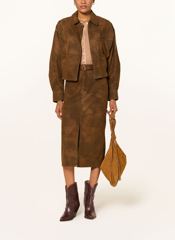 MARANT ÉTOILE BELMA-jas in leerlook BRUIN