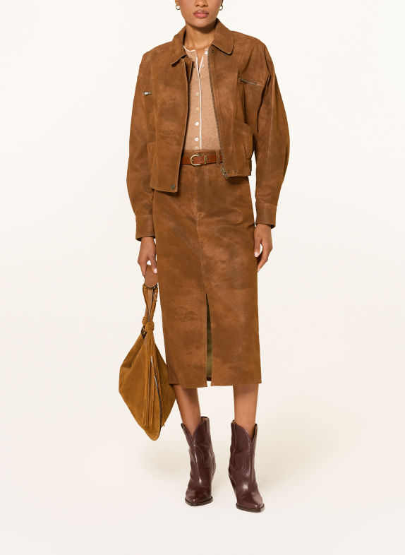 MARANT ÉTOILE BISANE-rok in leerlook COGNAC