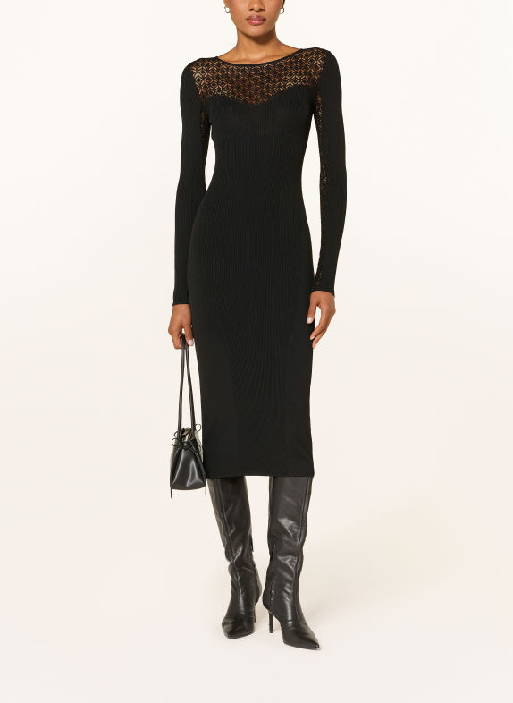 PATRIZIA PEPE Strickkleid mit Spitze SCHWARZ
