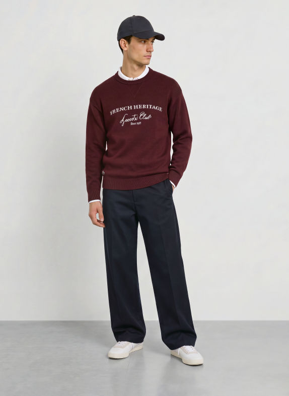 LACOSTE Sweater DARK RED / WHITE