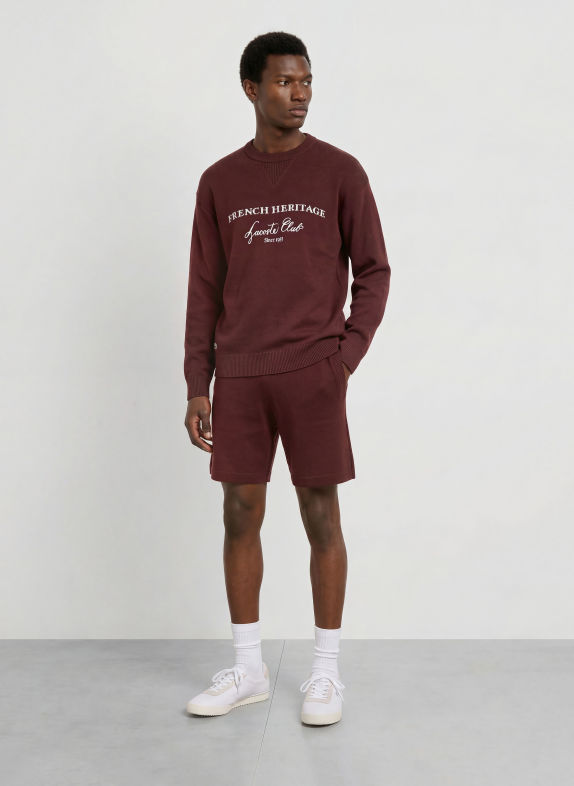 LACOSTE Strickshorts DUNKELROT / DUNKELGRÜN / WEISS