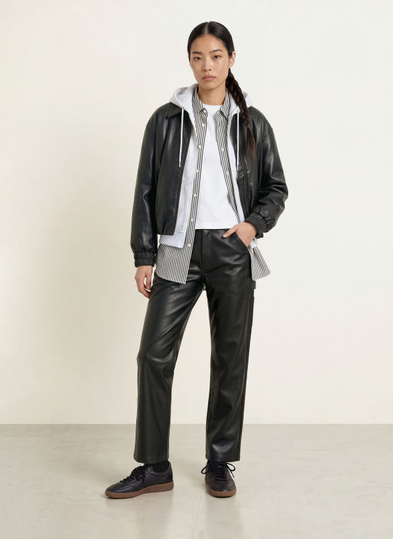carhartt WIP Broek ARIZONA in leerlook ZWART