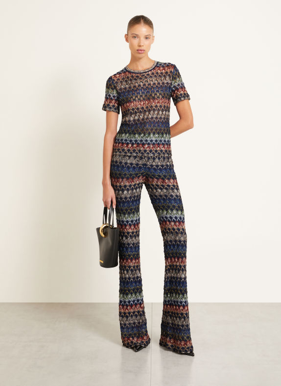 MISSONI Strickshirt mit Glitzergarn DUNKELBLAU / ROT / GRÜN