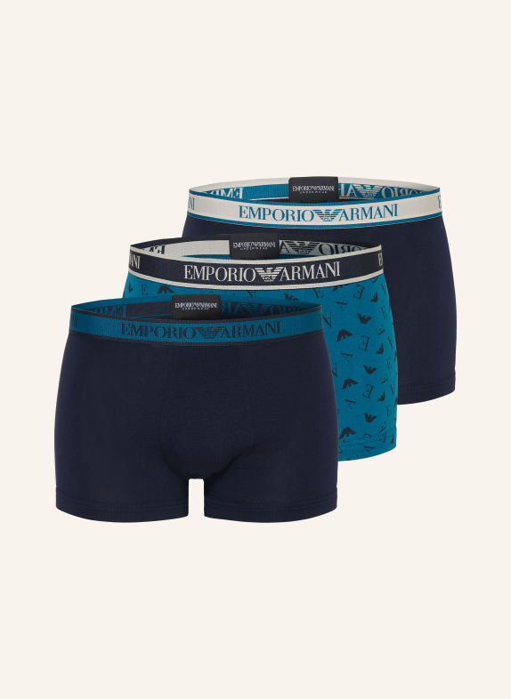 EMPORIO ARMANI 3er-Pack Boxershorts DUNKELBLAU / PETROL / SCHWARZ