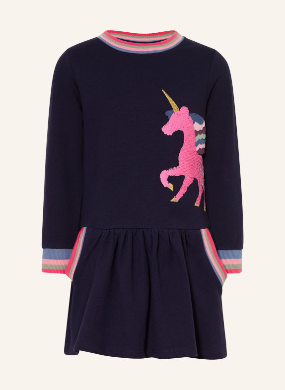 DANAMADE Robe sweat à paillettes BLEU FONCÉ / ROSE / BLEU CLAIR