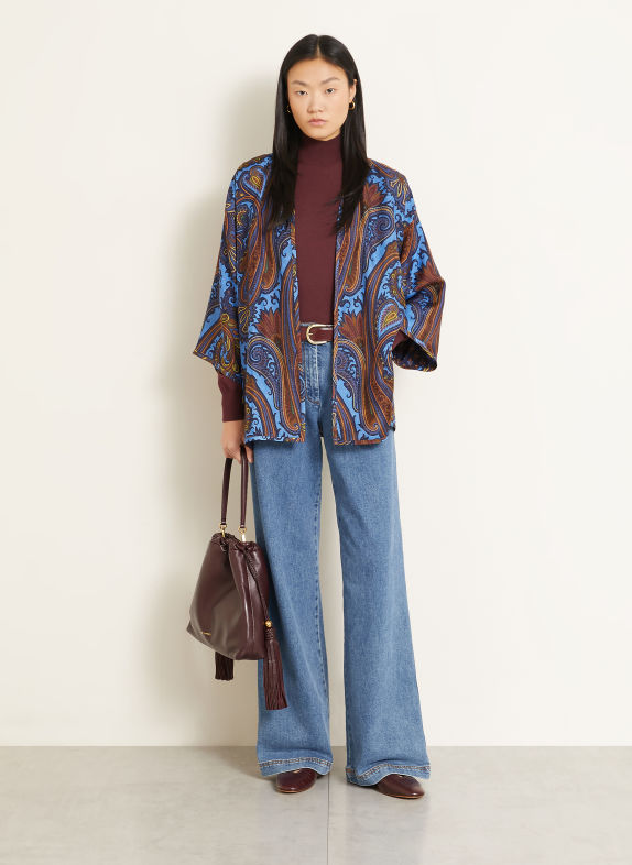 ETRO Seidenhülle mit 3/4-Arm BLAU / BRAUN / DUNKELBLAU