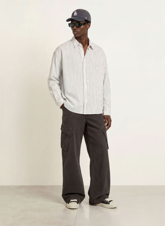 REPRESENT Overhemd TEARED Comfort Fit WIT / ZWART
