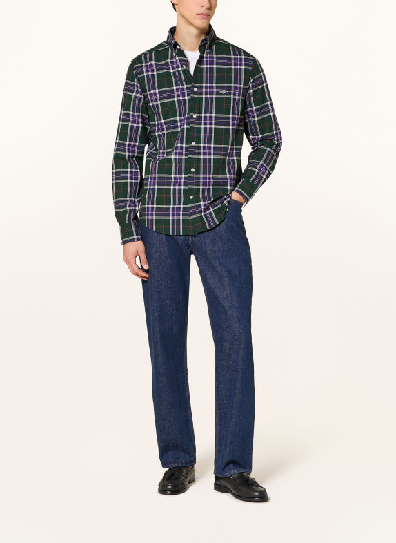 GANT Regular Fit Shirt DARK GREEN / DARK PURPLE / WHITE