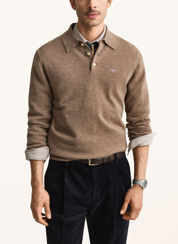 GANT Knit polo shirt BROWN