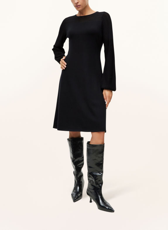 s.Oliver BLACK LABEL Rochie tricotată din materiale combinate NEGRU