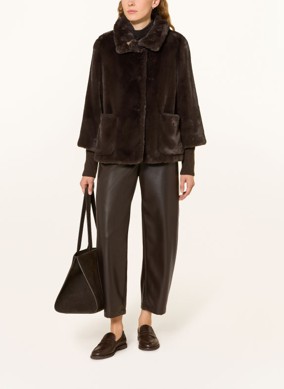 s.Oliver BLACK LABEL Kunstfell-Jacke DUNKELBRAUN