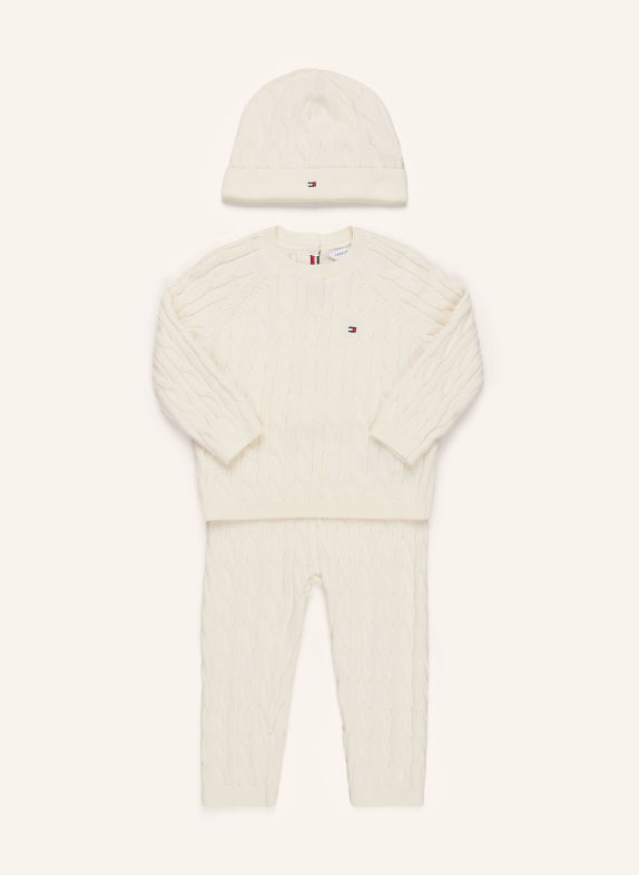 TOMMY HILFIGER Ensemble : Bonnet, Pull et pantalon en maille ÉCRU