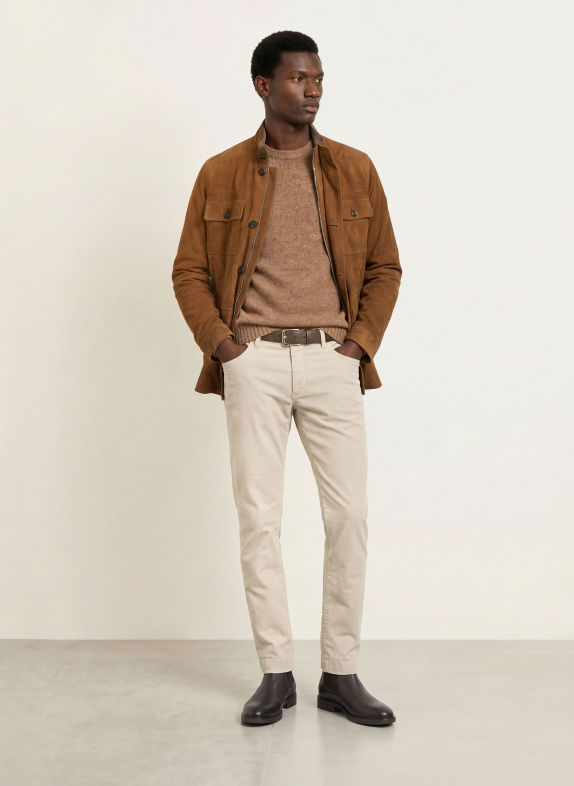 HACKETT LONDON Leather field jacket BROWN