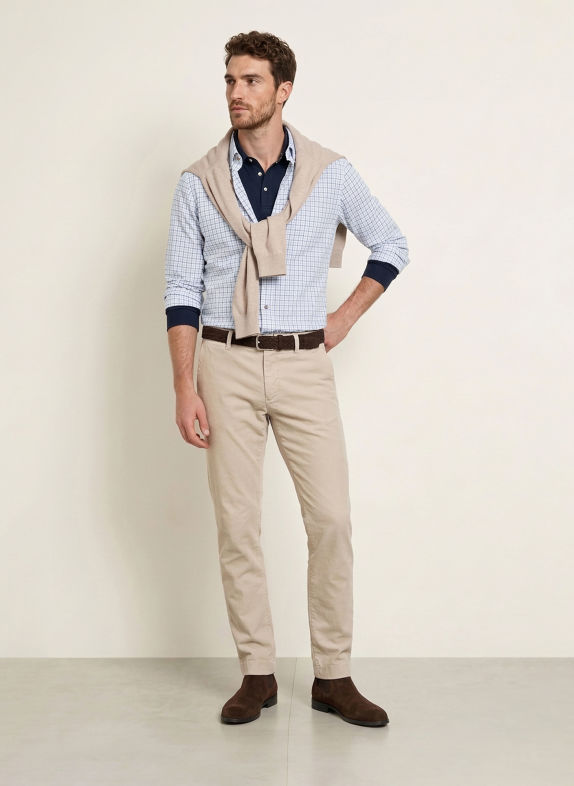 HACKETT LONDON Flanellen overhemd Tailored Fit BLAUWGRIJS / WIT / ZWART
