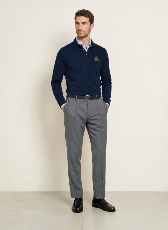 HACKETT LONDON Piqué-Poloshirt HERITAGE CREST DUNKELBLAU