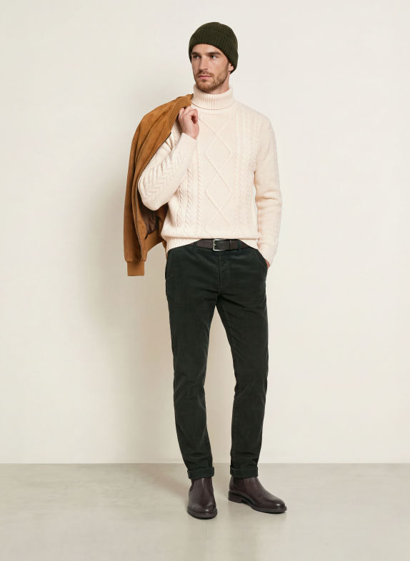 HACKETT LONDON Turtleneck sweater made with merino wool CREAM