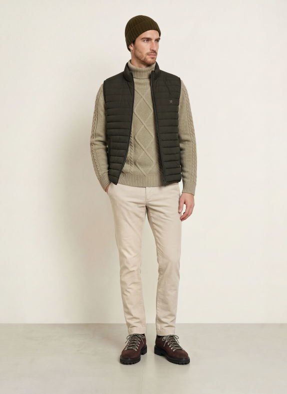 HACKETT LONDON Turtleneck sweater made with merino wool KHAKI