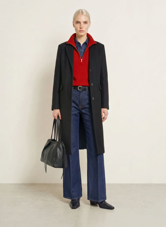 TOMMY HILFIGER Wollen mantel ZWART