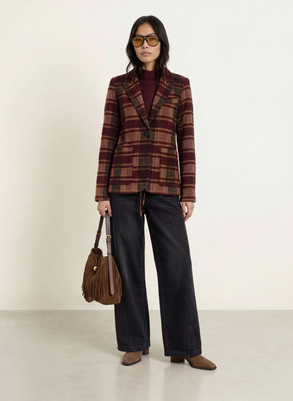 MOS MOSH Blazer MMMANJA BEIGE / ECRU / DONKERROOD