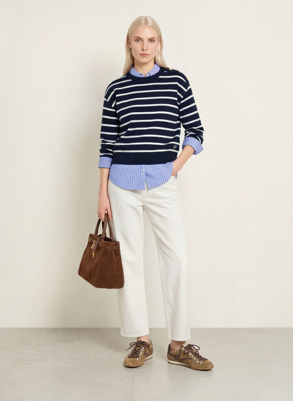 TOMMY HILFIGER Pullover DUNKELBLAU / WEISS