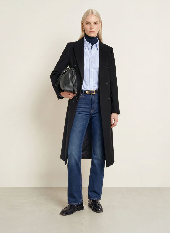 TOMMY HILFIGER Wollen mantel ZWART