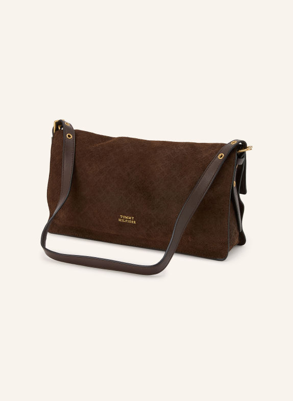 TOMMY HILFIGER Sac épaule MARRON FONCÉ / OR