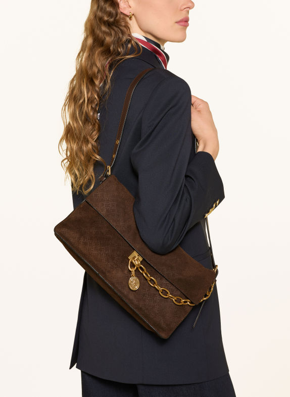 TOMMY HILFIGER Skuldertaske MØRKEBRUN / GULD