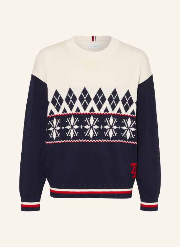 TOMMY HILFIGER Pullover WEISS / ROT / DUNKELBLAU