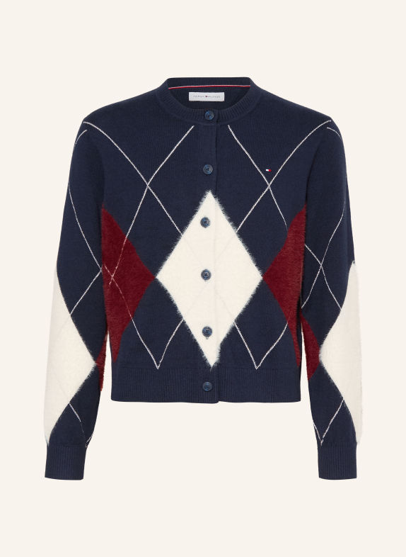 TOMMY HILFIGER Strickjacke DUNKELBLAU / CREME / DUNKELROT